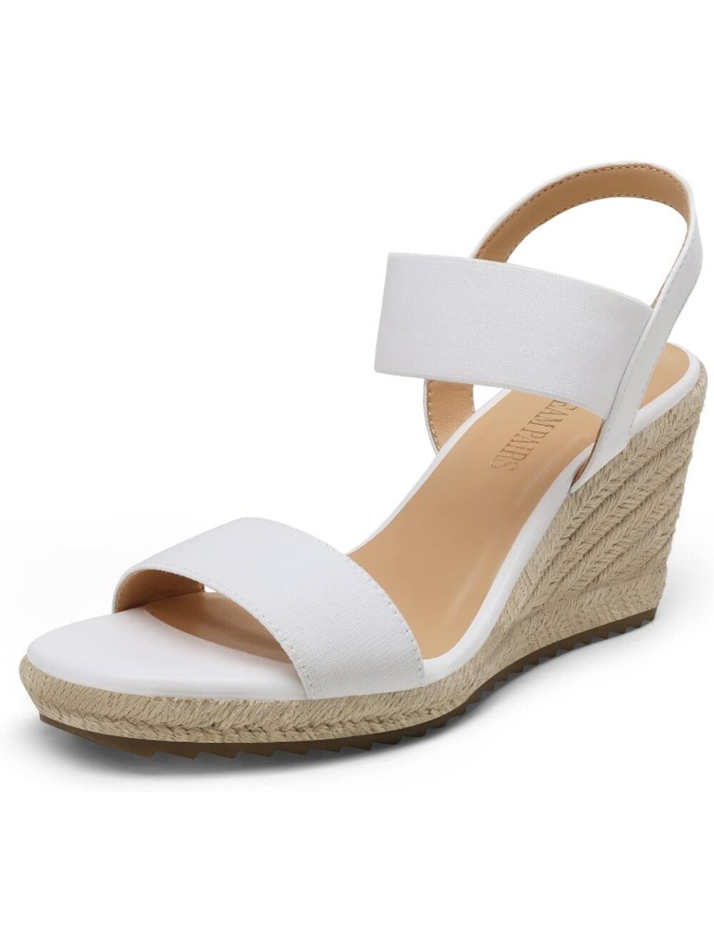Dream Pairs Women's White Open Toe Elastic Ankle Strap Wedge Platform Sandals